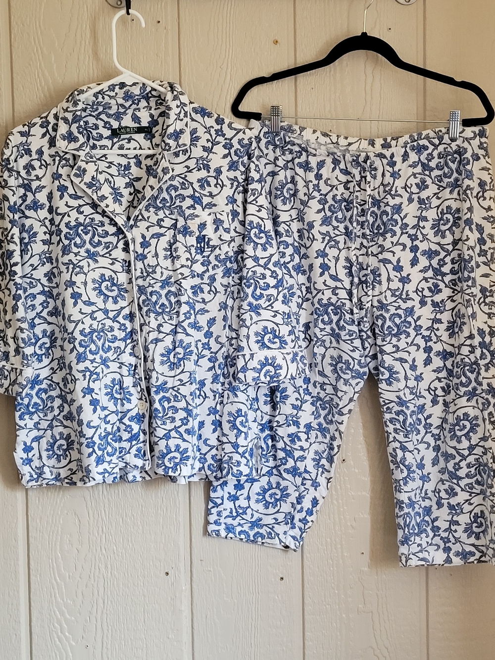 Lauren Ralph Lauren Blue & White Printed Women's Pajama Pants